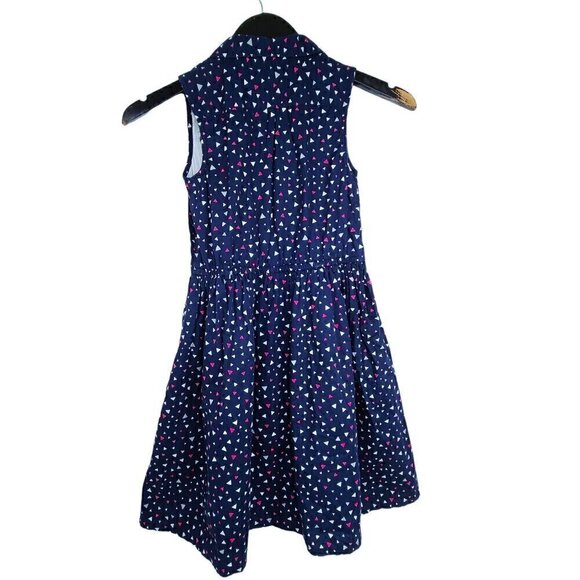 Flap Doodle by Doodle Navy Blue Triangle Fit Flare Pleated Preppy Dress - Picture 4 of 5